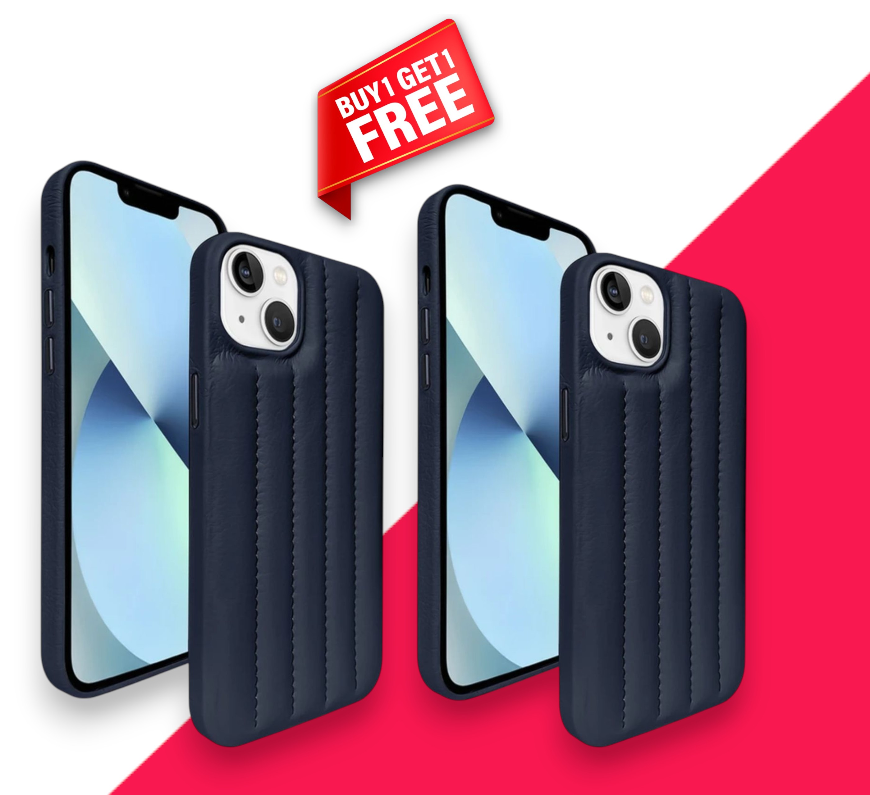 Apple iphone 14 Puffer Leather Back Cover Set Of 2