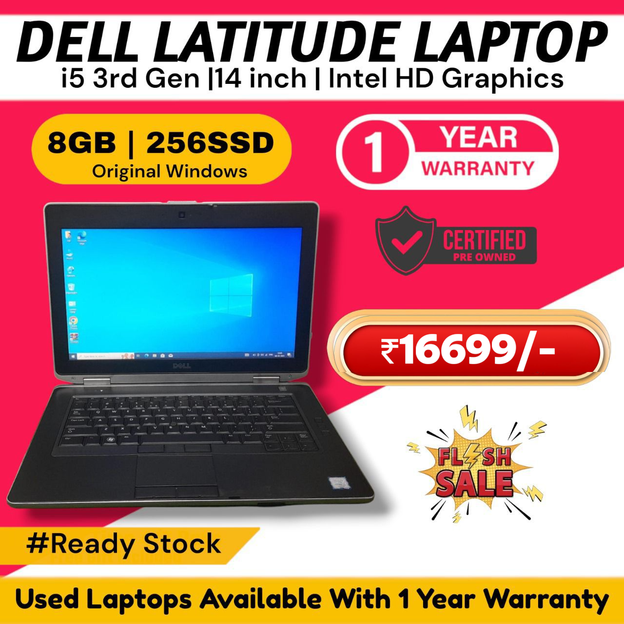 Dell laptop Pre-Owned | i5 3rd Gen | 8GB Ram | 256SSD | 14Inch Windows 10 