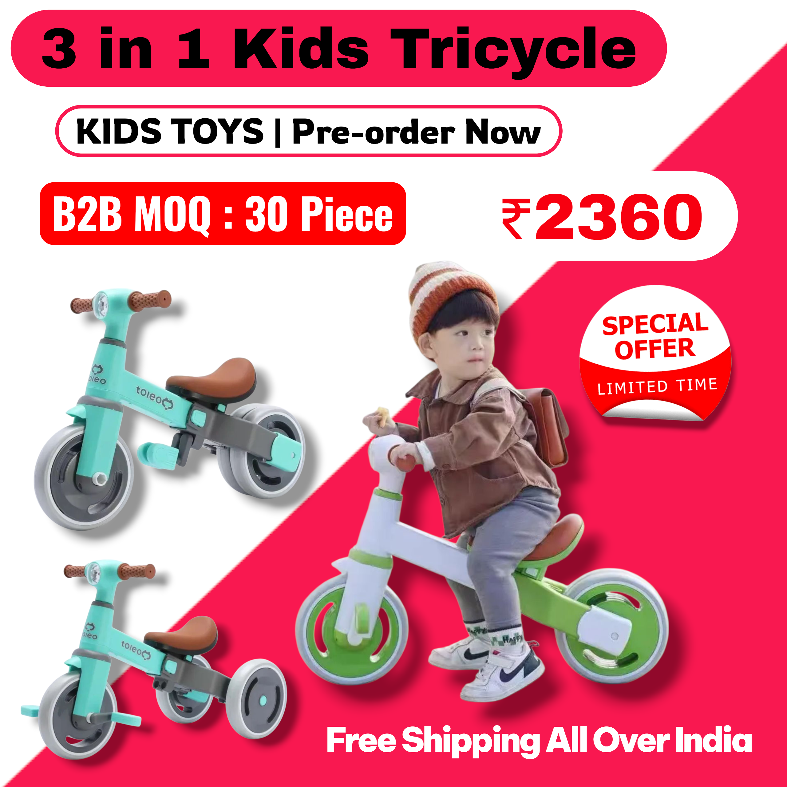 Kids 3in1 Tricycle Set of 30 units Toys 