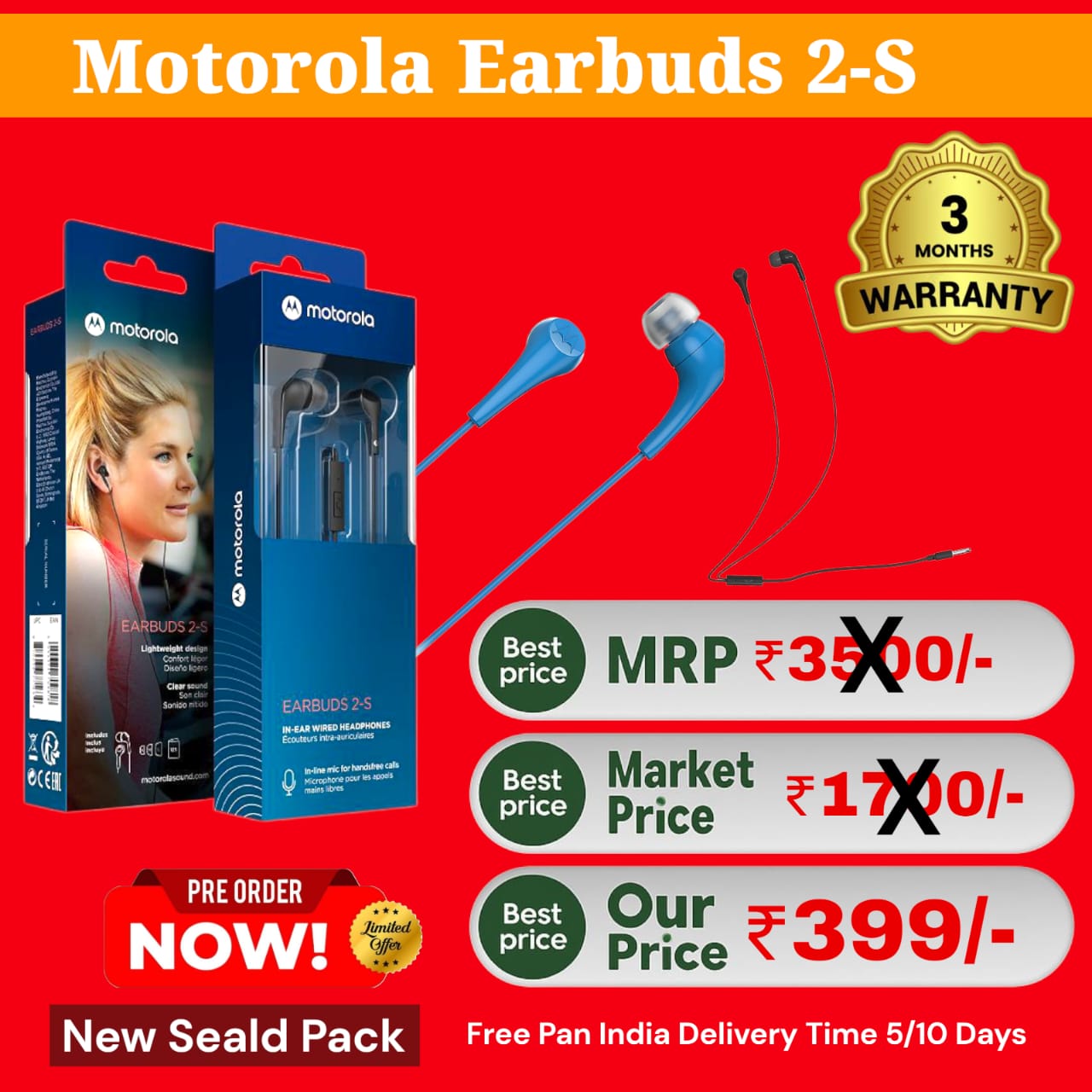 Motorola Earbuds 2S wired earphone 